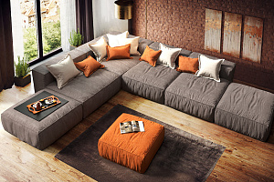 Современный диван Фри с пуфом для гостиной в стиле лофт